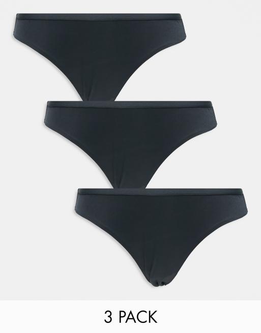 ASOS DESIGN 3 pack microfibre brazilian briefs in black