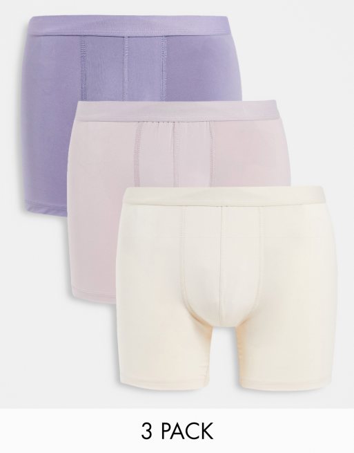 ASOS DESIGN 3 pack microfibre trunks in purple tones