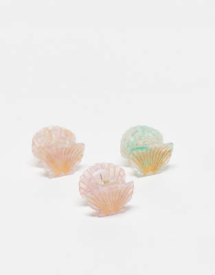Asos Design 3-pack Mini Hair Clips With Shell Design In Multi