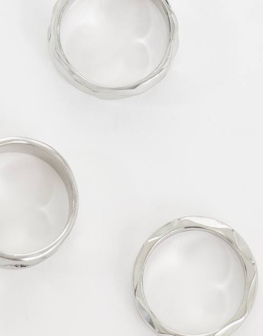 ASOS DESIGN 3 pack molten band rings in silver, 3 of 3