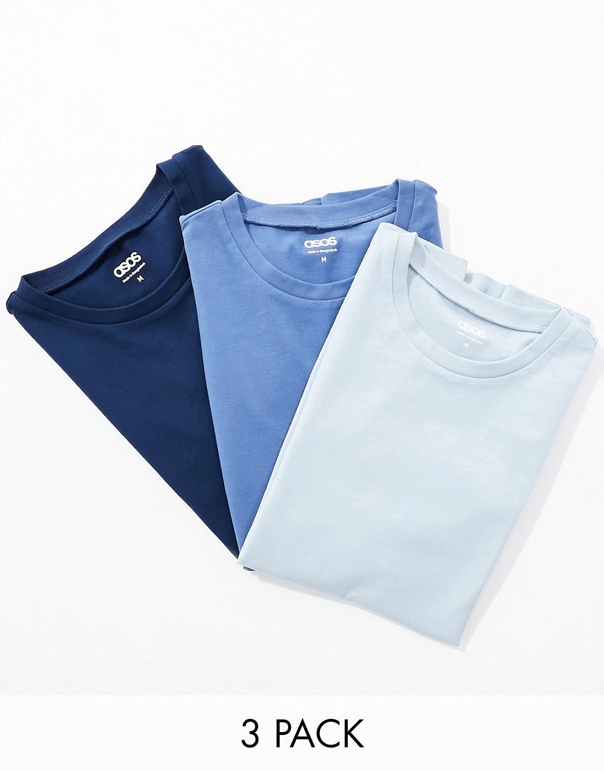 ASOS DESIGN 3 pack muscle fit crew neck t-shirt in multiple colours