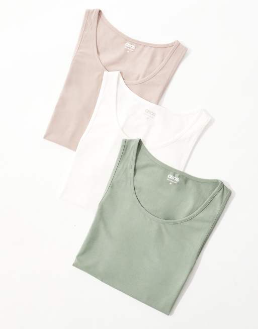 ASOS DESIGN 3 pack muscle fit singlets in multiple colours