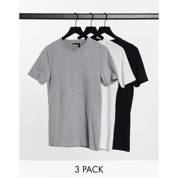 ASOS DESIGN 3 pack muscle fit t-shirt with crew neck in white