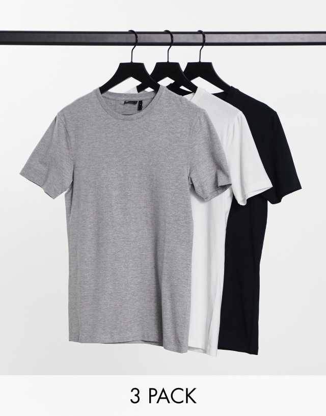 ASOS DESIGN 3 pack muscle fit t-shirt with crew neck