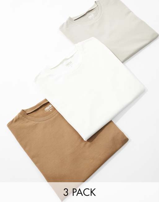ASOS DESIGN 3 pack muscle fit t-shirts in multiple colors