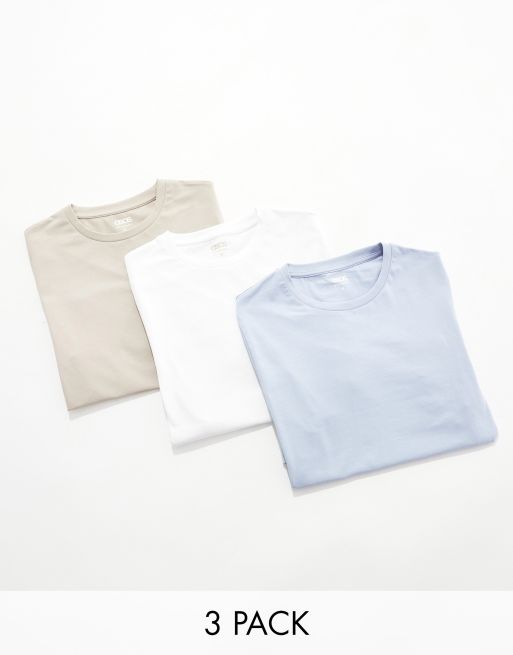 ASOS DESIGN 3 pack muscle fit t-shirts in multiple colors