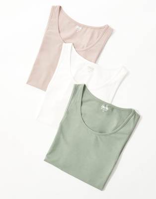 Asos Design 3 Pack Muscle Fit Tank Tops In Multi