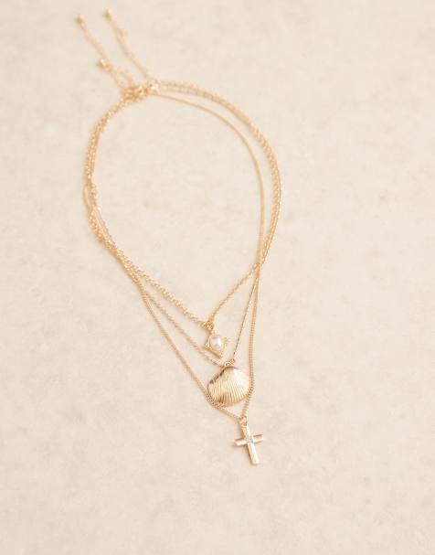 ASOS DESIGN 3 pack necklace with multi pendants in gold - view 1