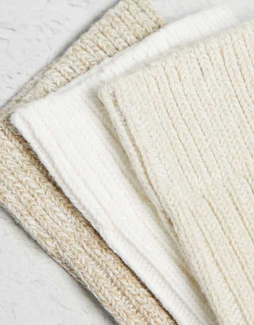 ASOS DESIGN 3 pack neutral ribbed socks | ASOS