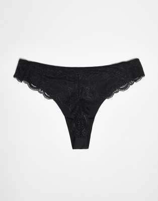 ASOS DESIGN 3-PACK NO VPL AND LACE THONGS 