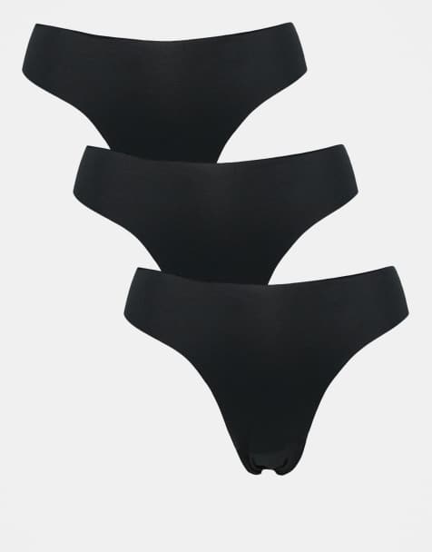 ASOS DESIGN 3 pack no vpl brazilian brief in black - view 1