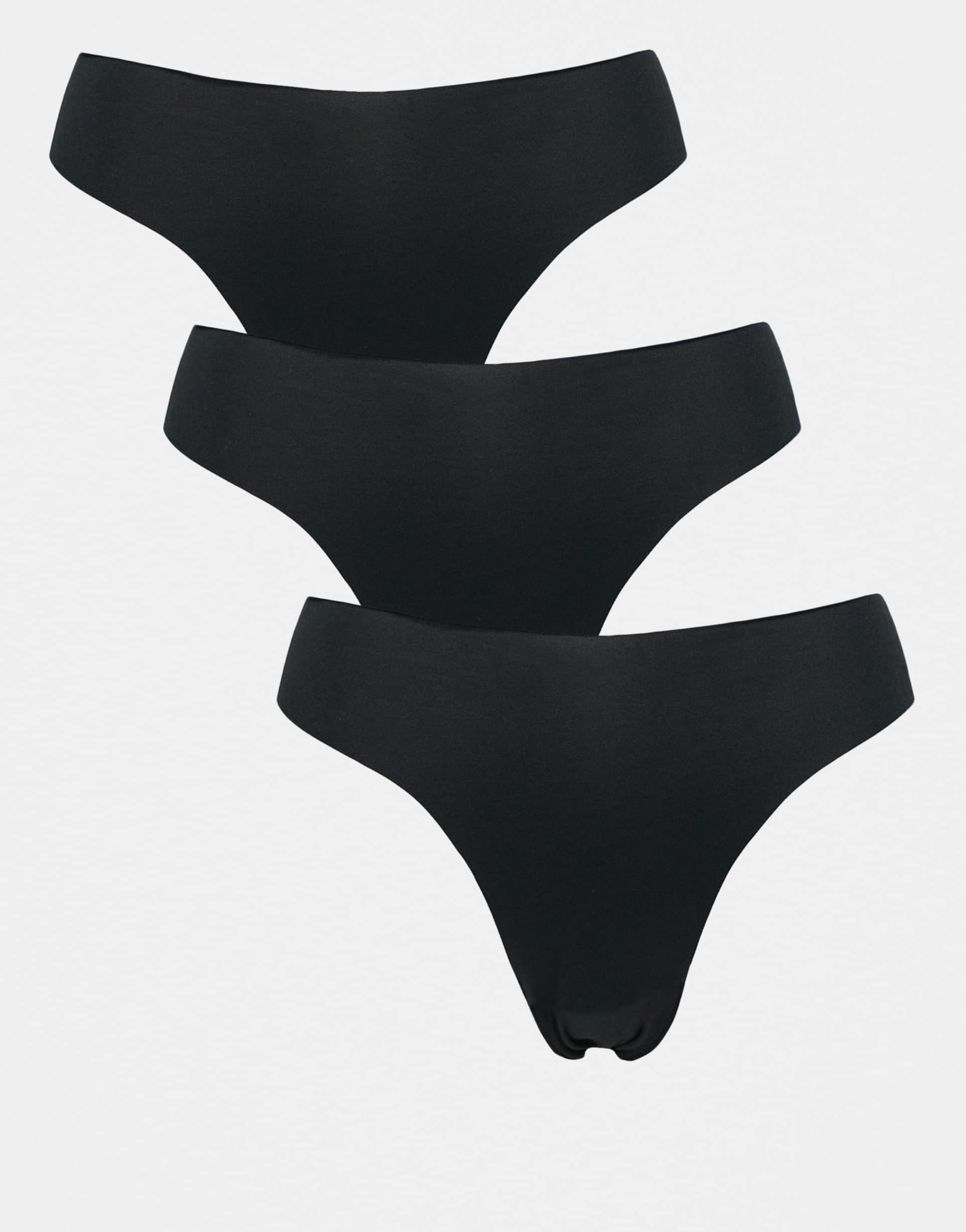 asos design 3 pack no vpl brazilian briefs in black