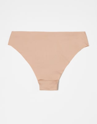 Asos Design 3 Pack No Vpl Brazilian Briefs In Brown