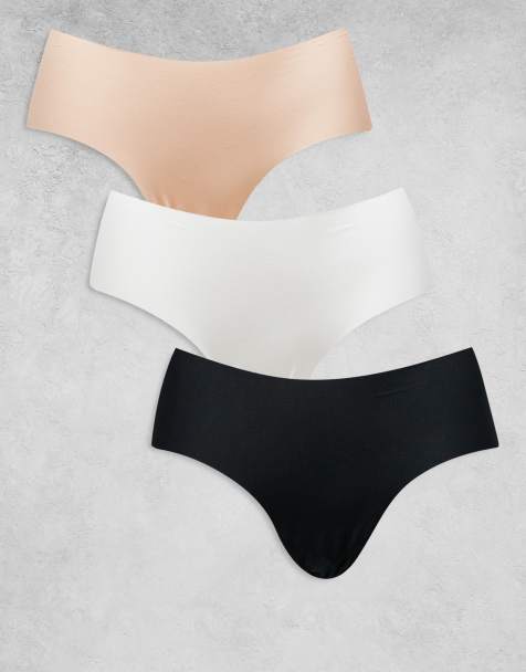 ASOS DESIGN 3 pack no vpl hipster short in black, white & beige - view 1