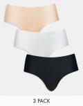 [ASOS DESIGN] ASOS DESIGN 3 pack no vpl hipster shorts in black, white & beige-Multi L Multi