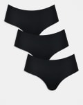 [ASOS DESIGN] ASOS DESIGN 3 pack no VPL hipster shorts in black M BLACK