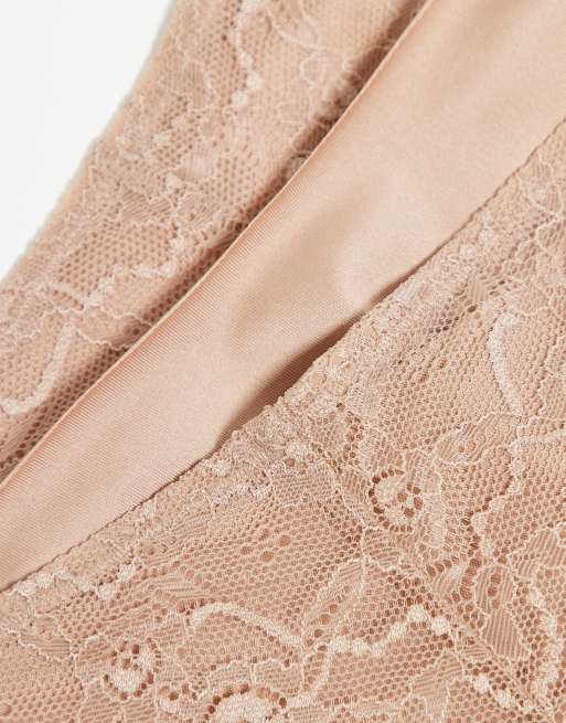 ASOS DESIGN 3 pack no VPL & lace brazilian brief in beige, 4 of 4