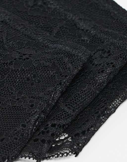 ASOS DESIGN 3 pack no VPL & lace brazilian briefs in black, 2 of 4