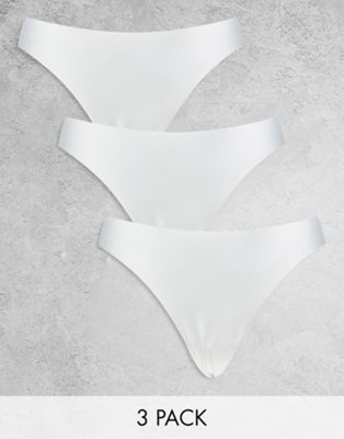 Asos Design 3 Pack No Vpl & Lace Thong In White
