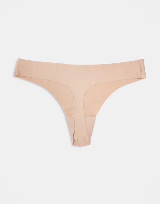 ASOS DESIGN 3 pack no vpl thong in beige, 3 of 4