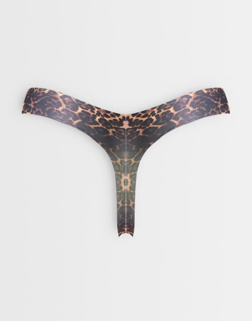 ASOS DESIGN 3 pack no vpl thong in red, blue & leopard print, 3 of 3