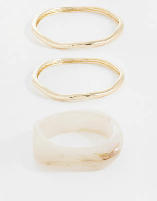 Asos Design 3 Pack Of Bangles In Gold