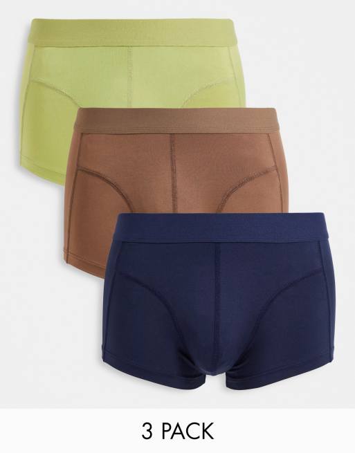 ASOS DESIGN 3 pack of microfibre short trunks 