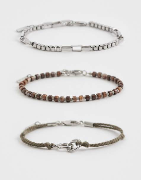 ASOS DESIGN 3 pack of rope and bead bracelets in multi - view 1