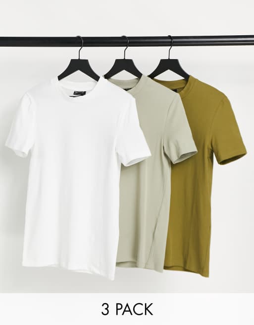 ASOS DESIGN 3 pack cotton muscle fit t-shirt - MULTI