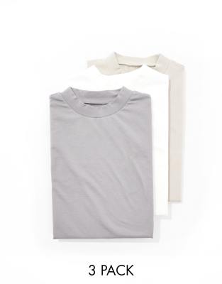 ASOS DESIGN 3 pack oversized high neck t-shirts in multiple colors