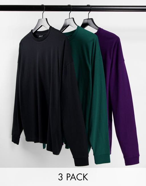 ASOS Oversized 3/4 Sleeve T-Shirt In Black