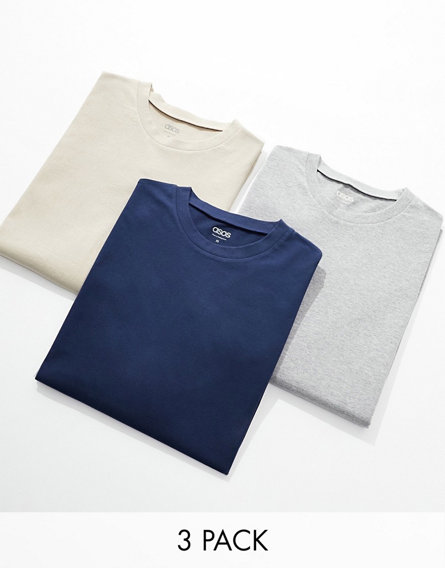 ASOS DESIGN 3 pack oversized t-shirt in multiple colours