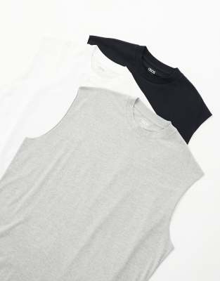 ASOS DESIGN 3 pack oversized tank in multiple colors