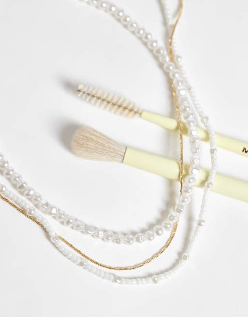 ASOS DESIGN 3-pack pearl and chain necklaces in gold, 2 of 4