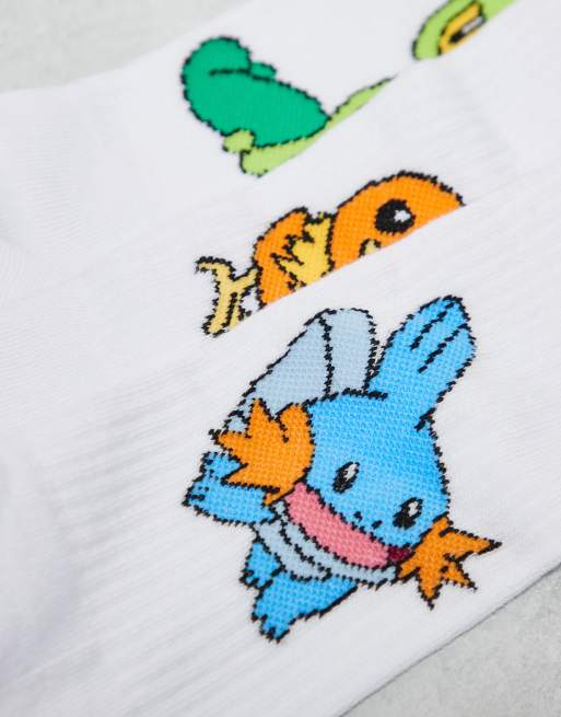 ASOS DESIGN 3 pack Pokémon characters socks in white | ASOS