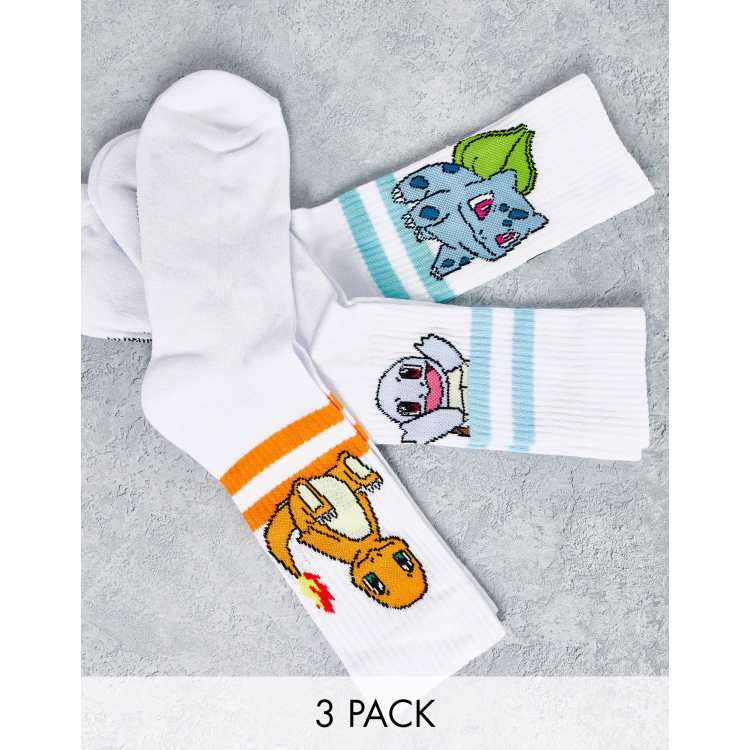 ASOS DESIGN 3 pack Pokemon striped sports socks