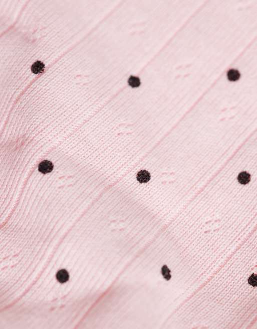 ASOS DESIGN 3-pack polka dot pointelle boy shorts in pink & gray, 2 of 3