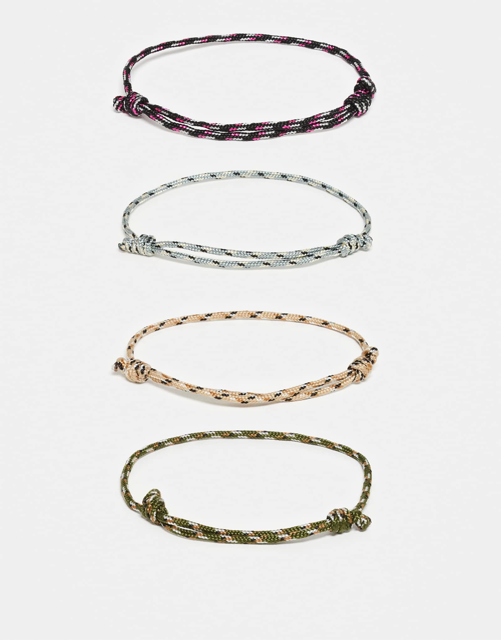 Браслеты ASOS DESIGN из 3-х упаковок с выдвижным шнуром в нескольких цветах