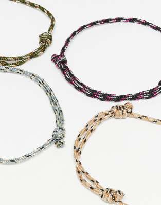 Asos Design 3-pack Pull Cord Bracelets In Multi