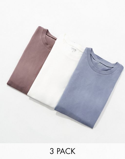 ASOS DESIGN 3 pack relaxed fit crew t-shirt in multiple colours | ASOS