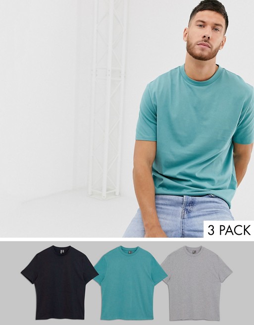 ASOS DESIGN 3 pack relaxed t-shirt with crew neck save