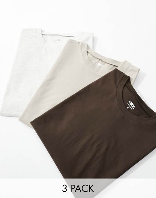 ASOS DESIGN 3 pack relaxed t-shirts in multiple colors