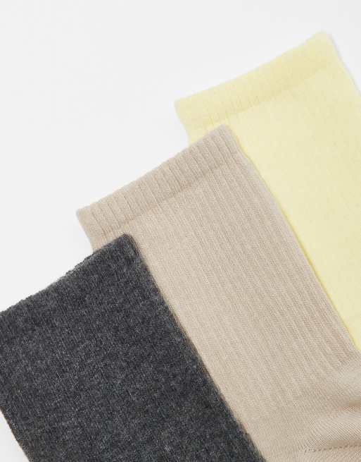 ASOS DESIGN 3 pack rib ankle socks in pastels | ASOS