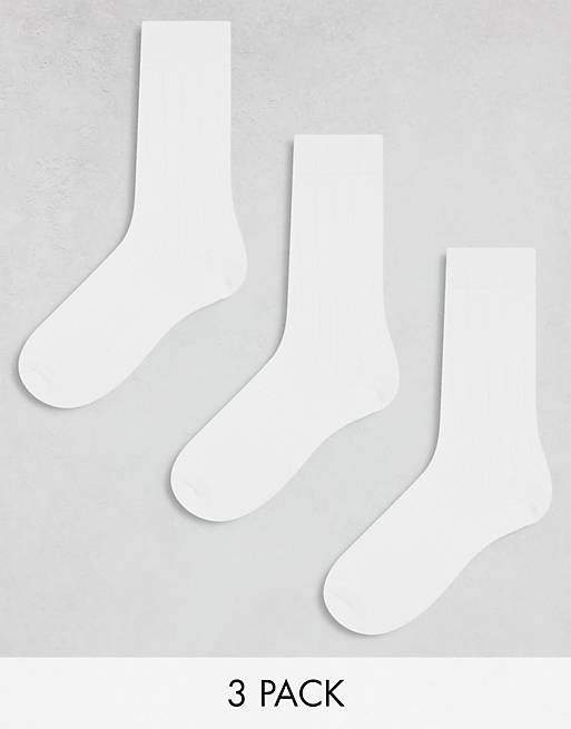 ASOS DESIGN 3 pack rib socks in white | ASOS