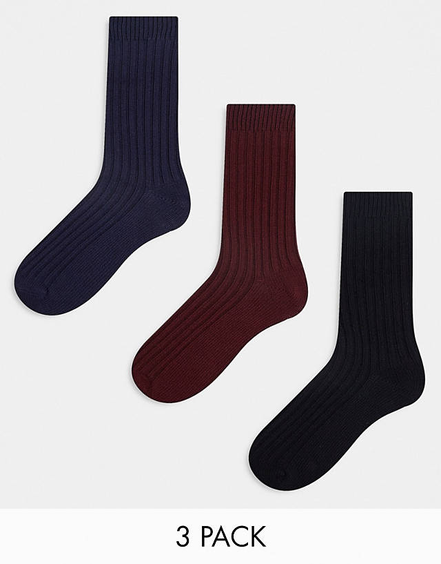 ASOS DESIGN - 3 pack ribbed ankle socks in multiple colours