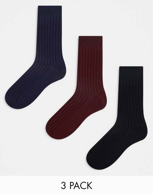 ASOS DESIGN 3 pack ribbed ankle socks in multiple colours
