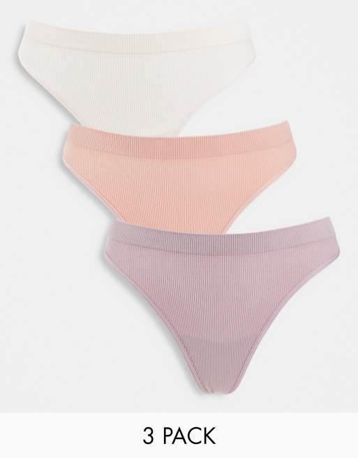 ASOS DESIGN 3-pack ribbed thongs