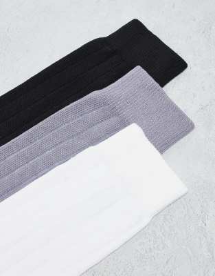 Asos Design 3 Pack Ribbed Sock In Multi