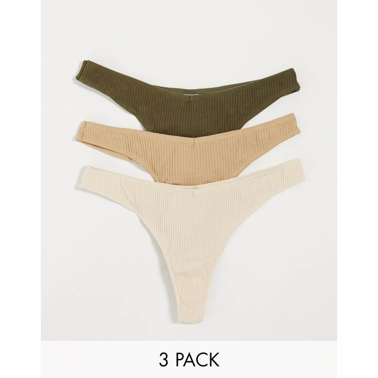 ASOS DESIGN 3-pack ribbed thongs