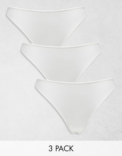 Lindex Vera 2-pack rib thong in white